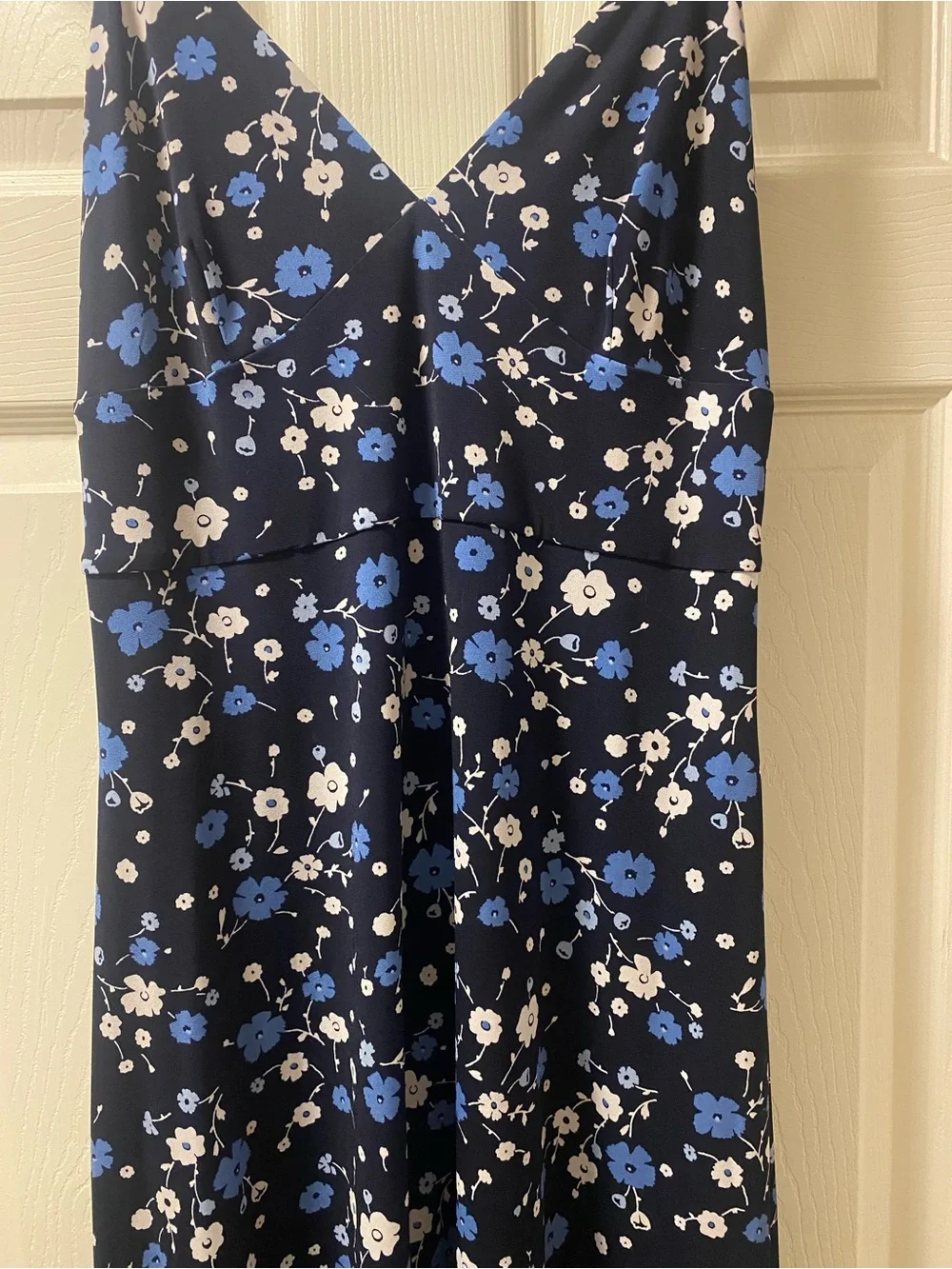 Michael Kors Navy Maxi Skirt with Blue & White Floral Print